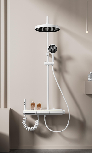 Sistema popular de la columna de la ducha de la pantalla LED del botón del piano del diseño con el blanco acabado