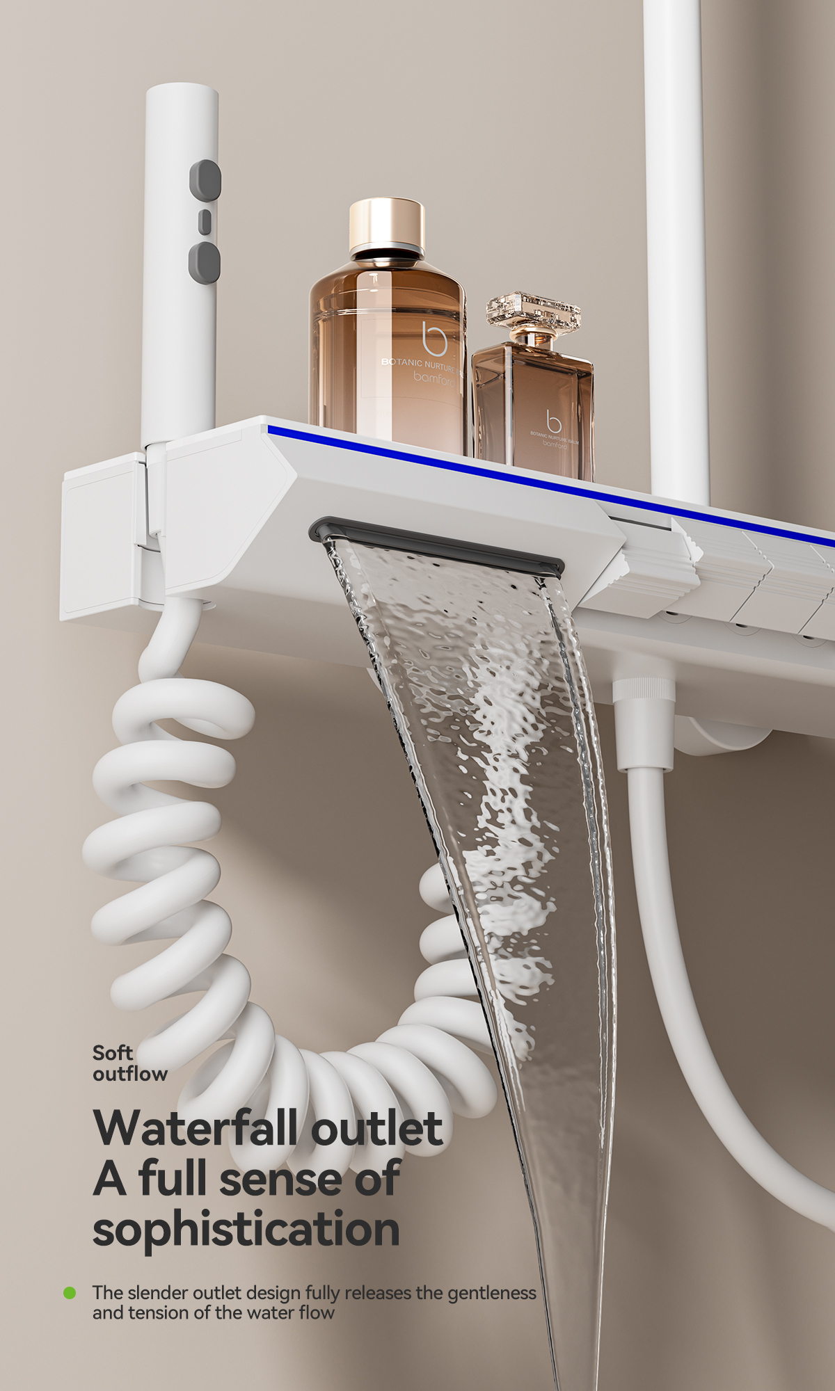 Sistema popular de la columna de la ducha de la pantalla LED del botón del piano del diseño con el blanco acabado