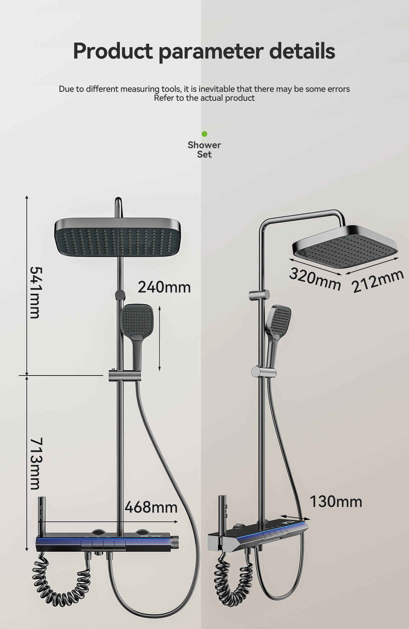 Último juego de columnas de ducha con pantalla LED y diseño de botones de piano