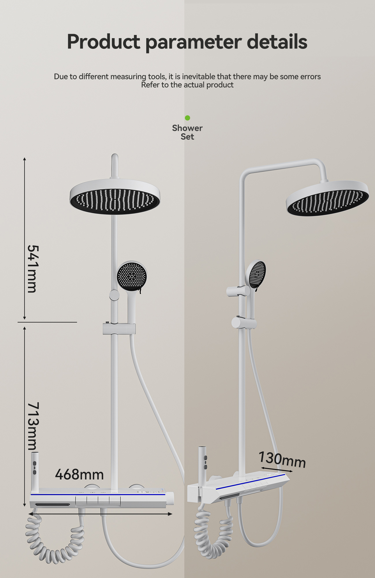 Sistema popular de la columna de la ducha de la pantalla LED del botón del piano del diseño con el blanco acabado