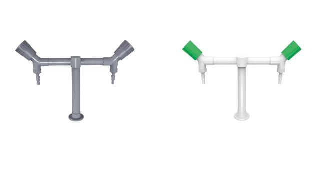 Grifo de laboratorio de doble salida resistente a los rayos UV y productos químicos