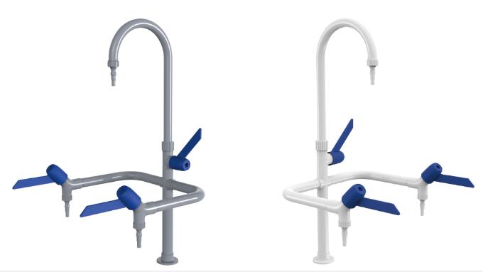 Grifo de laboratorio de triple salida resistente a rayos UV y productos químicos