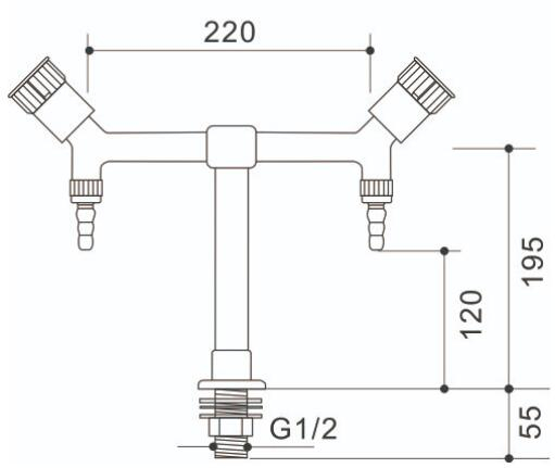 Grifo de laboratorio de doble salida resistente a los rayos UV y productos químicos
