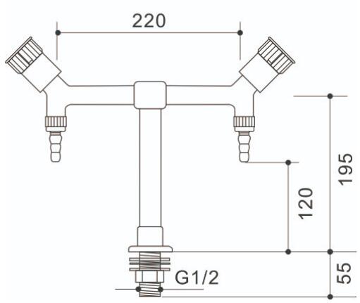 Grifo de laboratorio de doble salida resistente a los rayos UV y productos químicos